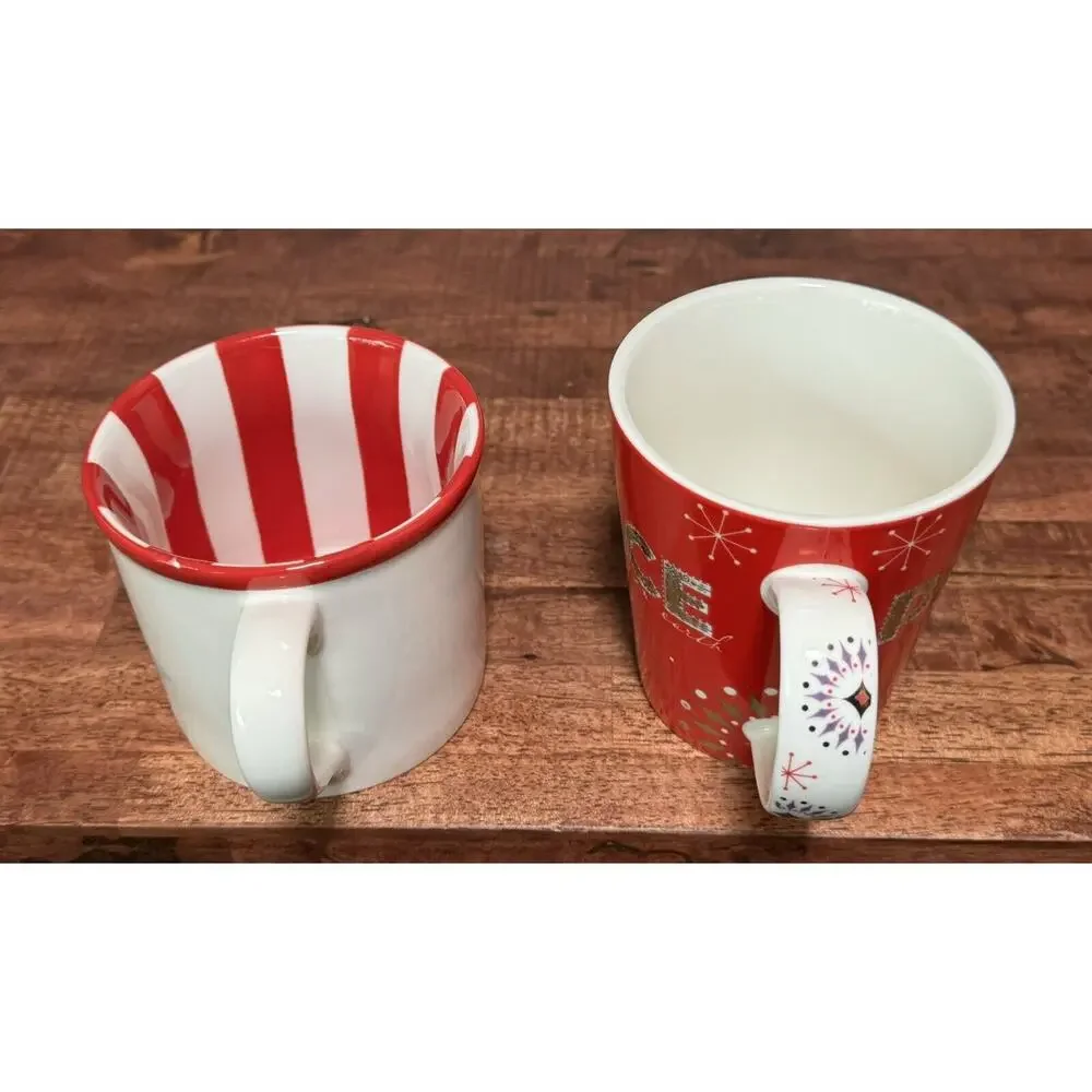 ‘06 & ‘07 Peace And Jolly Holiday Starbucks coffee mugs 14oz